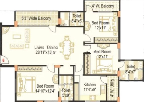 3 BHK Flat in SMR Vinay Symphony in Gachibowli, Hyderabad - Image 908262