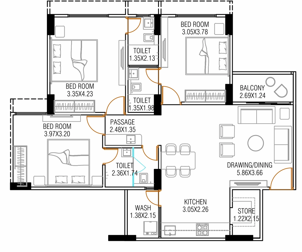 3 BHK Flat in Venus Palm Jumeirah in Makarba, Ahmedabad - Image 907823