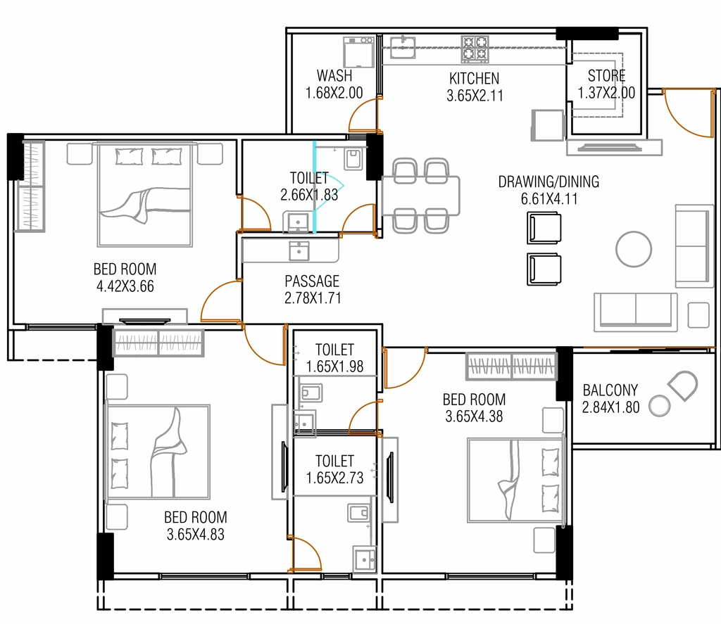 3 BHK Flat in Venus Palm Jumeirah in Makarba, Ahmedabad - Image 907822