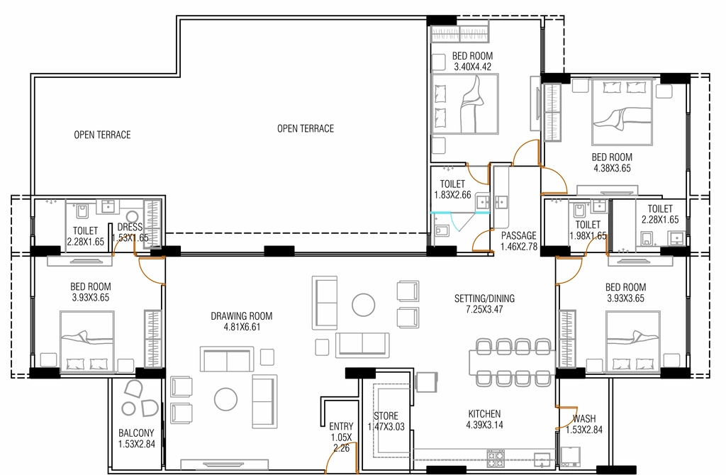 4 BHK Penthouse in Venus Palm Jumeirah in Makarba, Ahmedabad - Image 907824