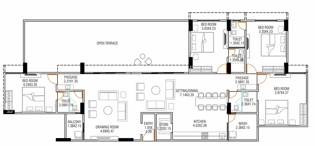4 BHK Penthouse in Venus Palm Jumeirah in Makarba, Ahmedabad - Image 907825