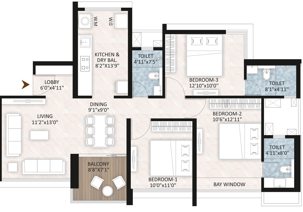 3 BHK Flat in RGS Forte Aspire in Punawale, Pune - Image 907840