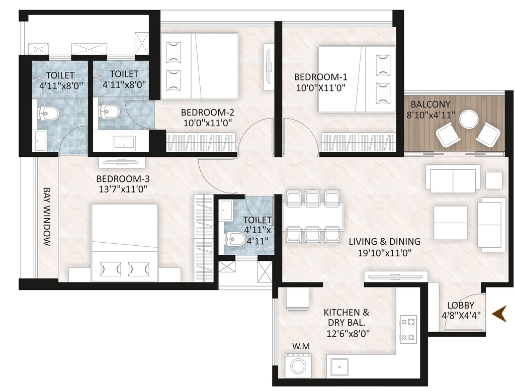 3 BHK Flat in RGS Forte Aspire in Punawale, Pune - Image 907839