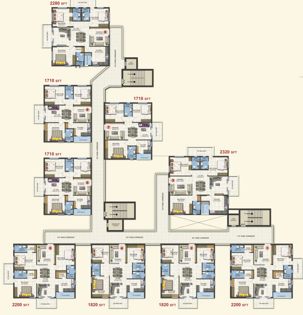 Floor Plan of Sri Sindhus Fortune Heights in Hitech City, Hyderabad - Image 380553