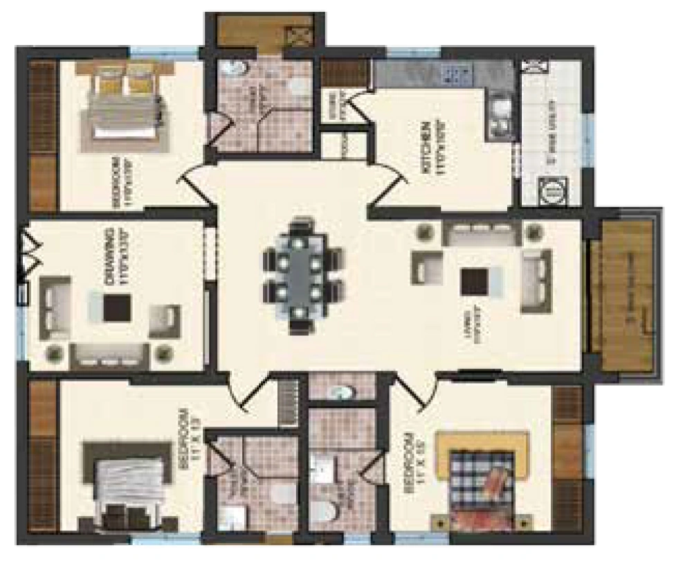 3 BHK Flat in SST Jewel Crest in Shaikpet, Hyderabad - Image 908336