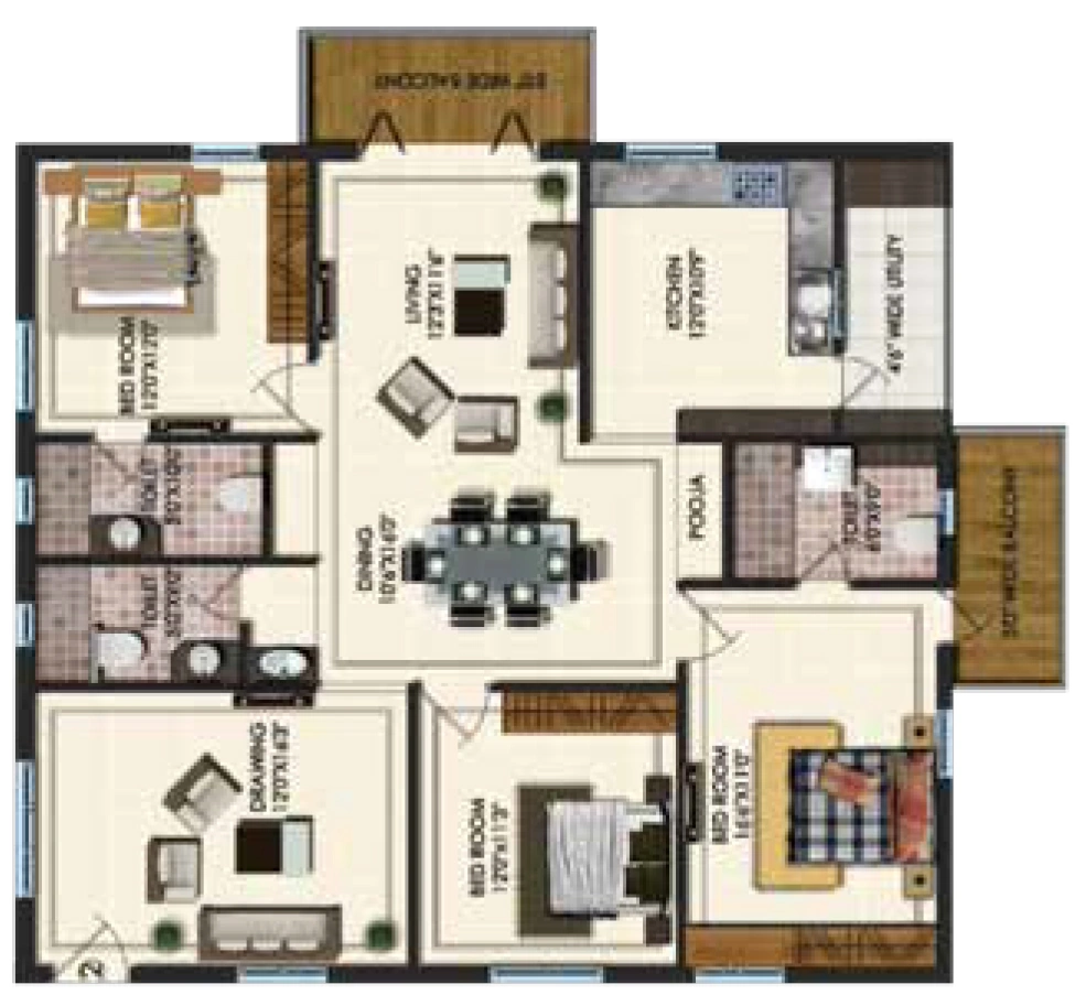 3 BHK Flat in SST Jewel Crest in Shaikpet, Hyderabad - Image 908338