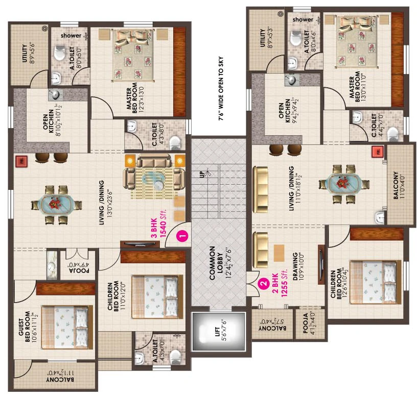 Floor Plan of Star Pasham Pandit Rao Homes in Himayat Nagar, Hyderabad - Image 380595