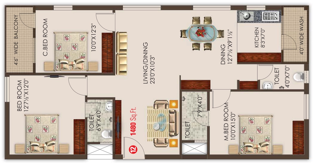 3 BHK Flat in SV PR Greenview in Gachibowli, Hyderabad - Image 908280