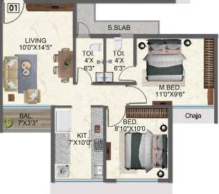 2 BHK Flat in QA Riverfront 2 in Taloja, Navi Mumbai - Image 907844