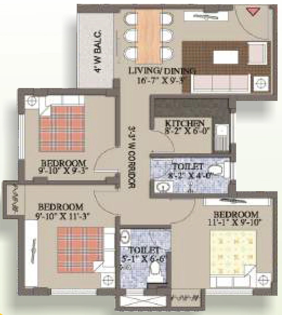 3 BHK Flat in Paradise Nirmala Breeze in Sonarpur, Kolkata - Image 908658