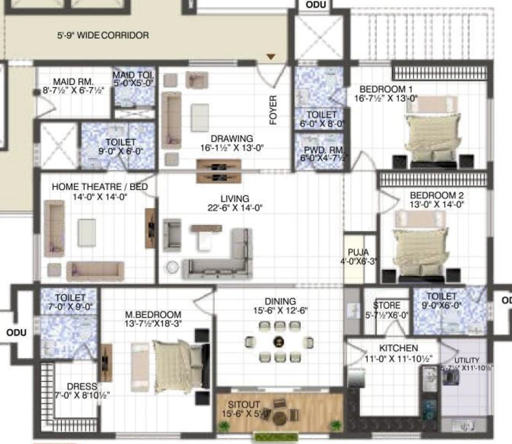 3 BHK Flat in Trendset Marigold in Banjara Hills, Hyderabad - Image 908283