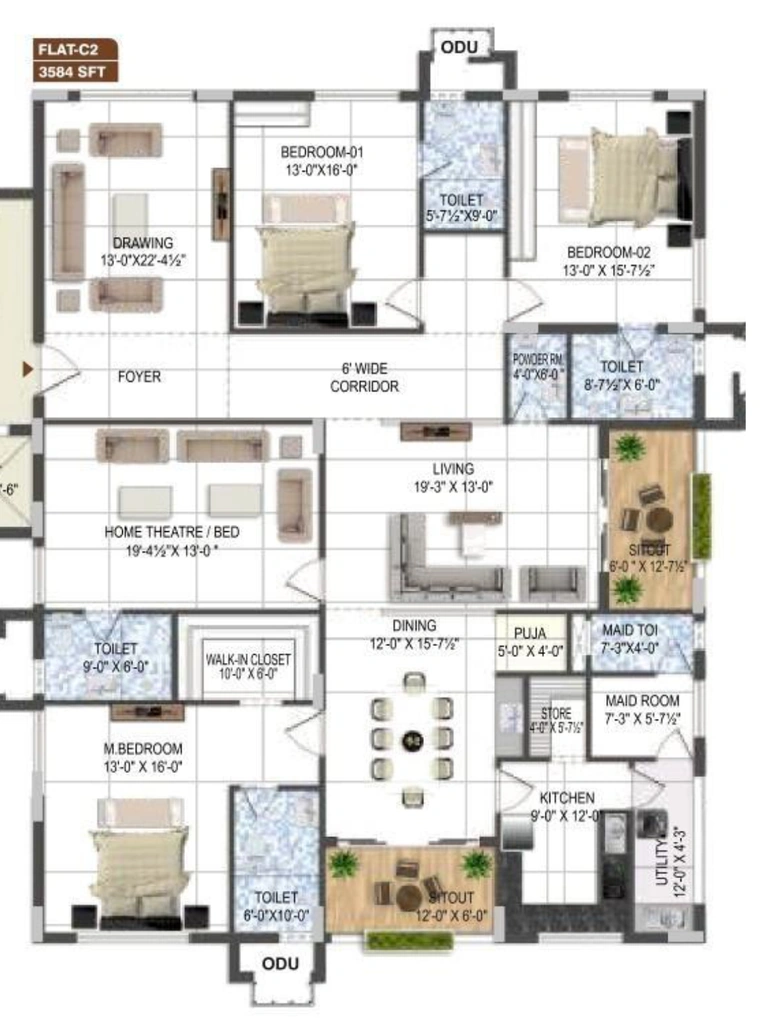 3 BHK Flat in Trendset Marigold in Banjara Hills, Hyderabad - Image 908284