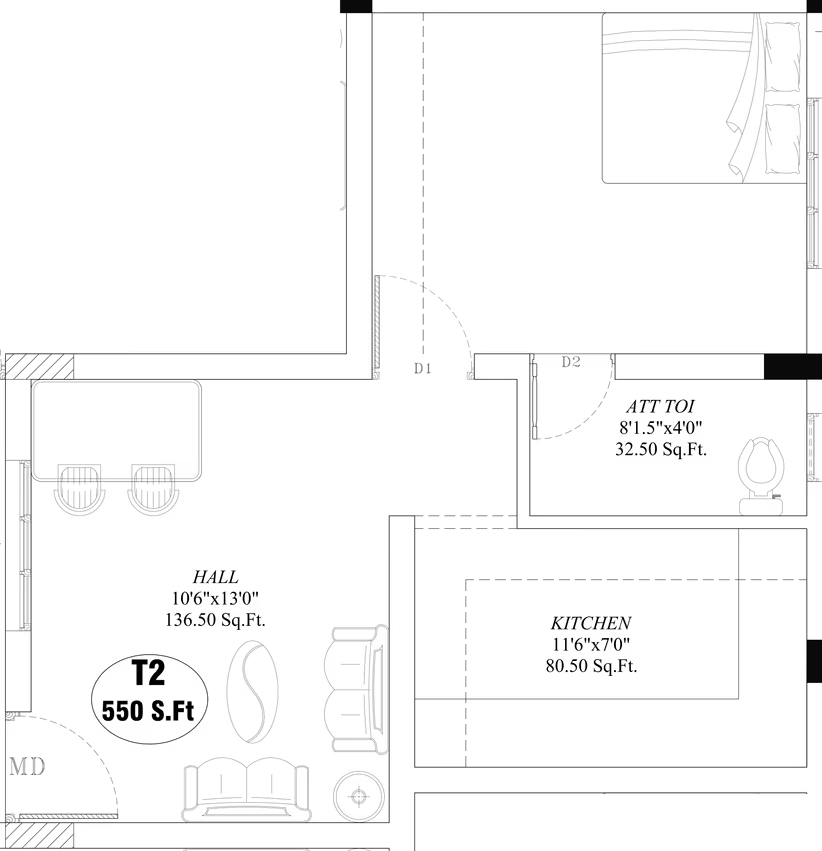 1 BHK Flat in Happy Kamacthi in Iyyappanthangal, Chennai - Image 907834