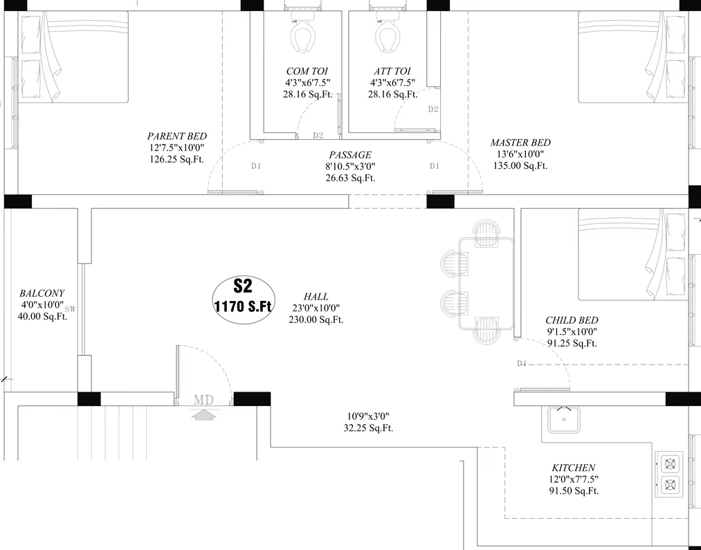 3 BHK Flat in Happy Kamacthi in Iyyappanthangal, Chennai - Image 907837