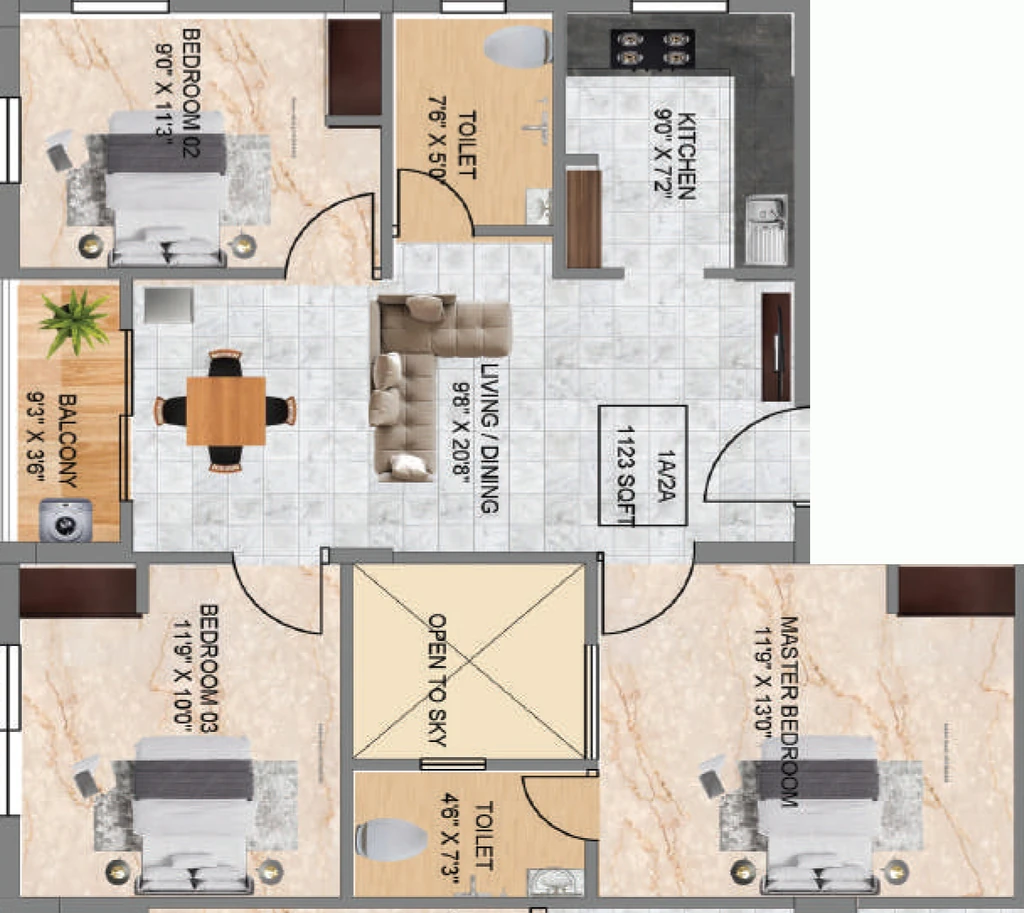3 BHK Flat in Shanmuga Mahatma Enclave in Ambattur, Chennai - Image 907846