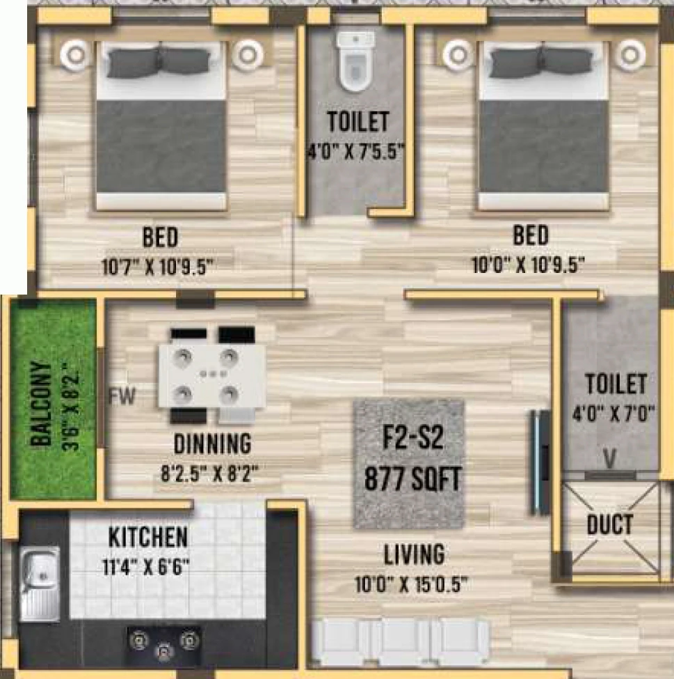 2 BHK Flat in GK Tharun Enclave in Velachery, Chennai - Image 907867