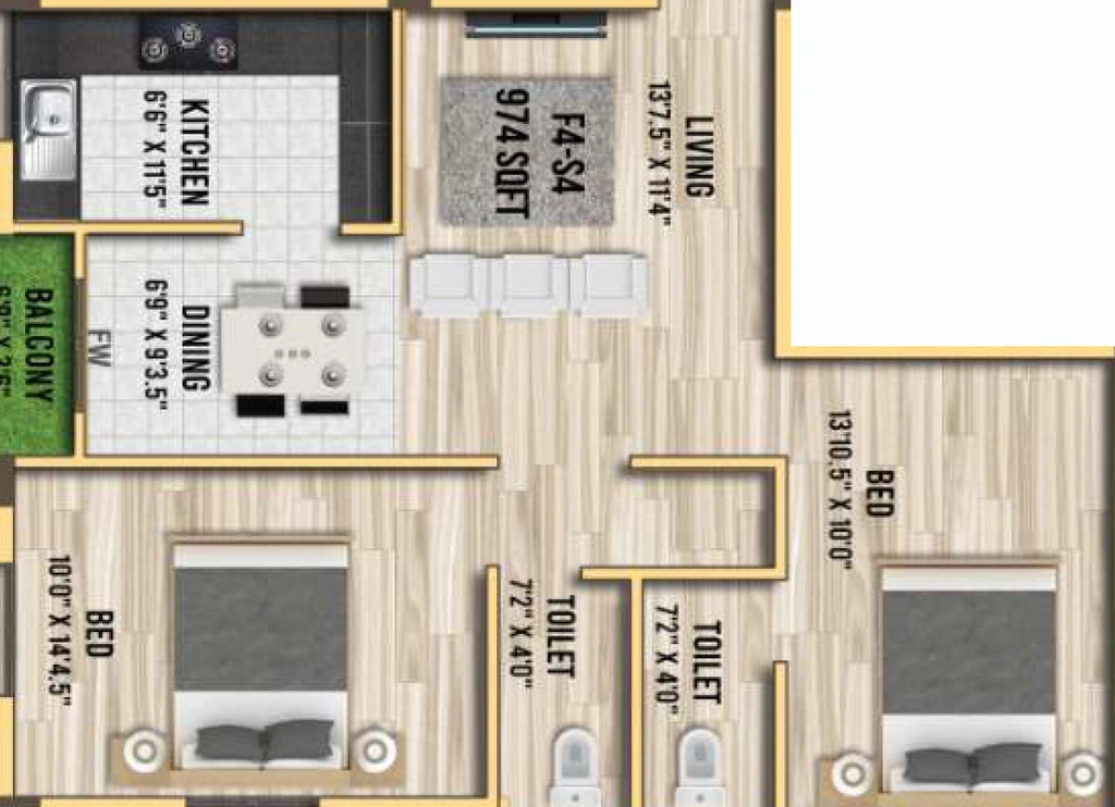 2 BHK Flat in GK Tharun Enclave in Velachery, Chennai - Image 907868