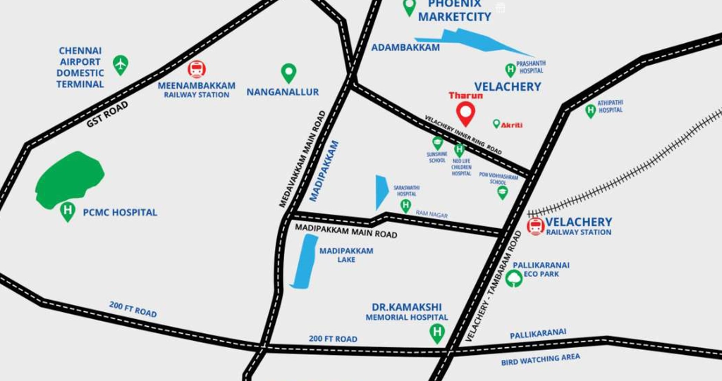 Location of GK Tharun Enclave in Velachery, Chennai - Image 379644