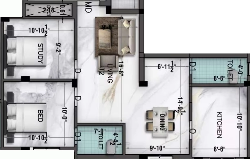 2 BHK Flat in GK Sai Shree in Puzhuthivakkam, Chennai - Image 907871