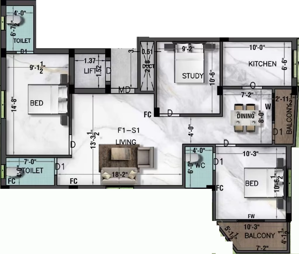 3 BHK Flat in GK Sai Shree in Puzhuthivakkam, Chennai - Image 907873