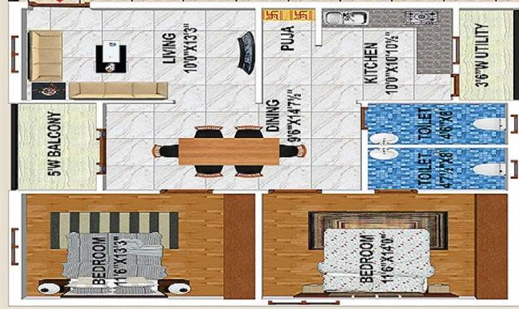 2 BHK Flat in Tripuras Galaxy in Gachibowli, Hyderabad - Image 908298