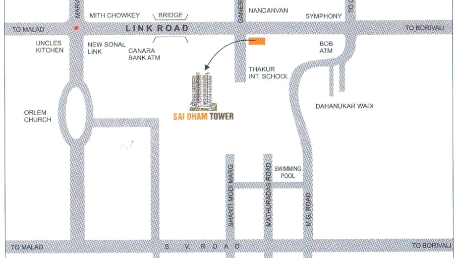 Location of Raunak Sai Dham Complex in Kandivali West, Mumbai - Image 381178