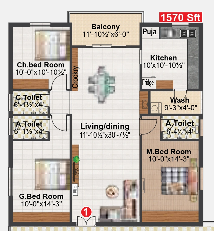 3 BHK Flat in Vision Cascade Greens in Kompally, Hyderabad - Image 908317