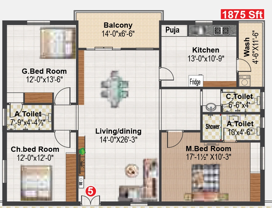 3 BHK Flat in Vision Cascade Greens in Kompally, Hyderabad - Image 908318