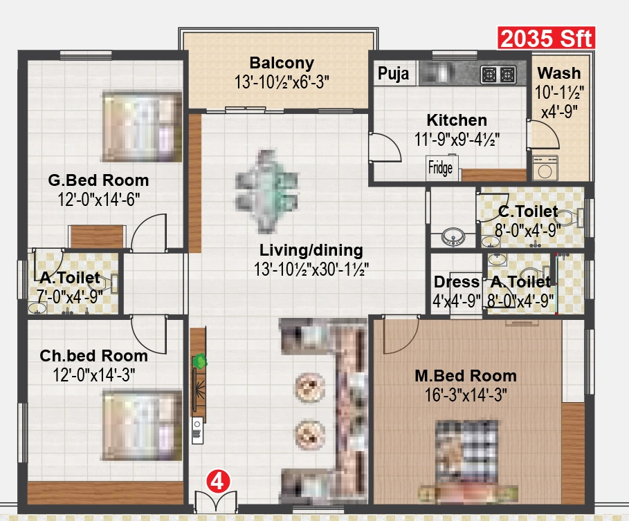 3 BHK Flat in Vision Cascade Greens in Kompally, Hyderabad - Image 908319