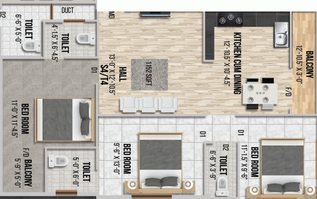 3 BHK Flat in GK Sri Sai Thiara in Madipakkam, Chennai - Image 907932