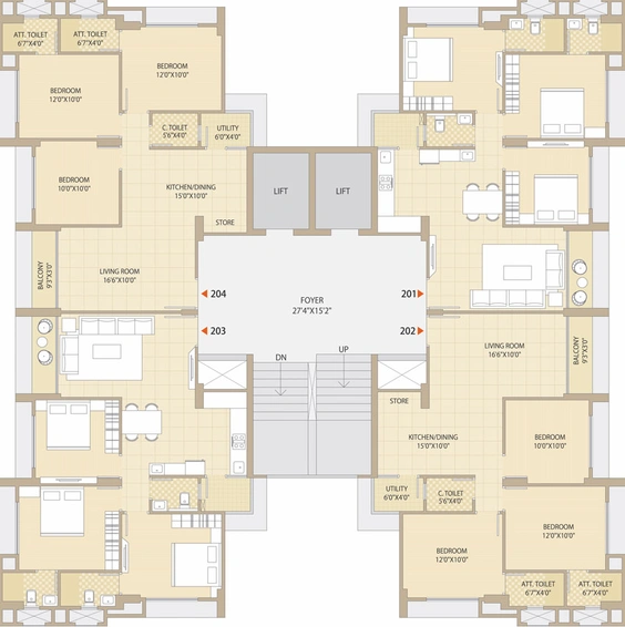 Floor Plan of Shaligram Prime in South Bopal, Ahmedabad - Image 22269