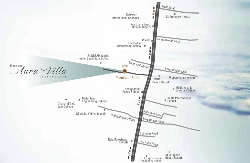 Location of Endee Aura Villa in Neelankarai, Chennai - Image 379784