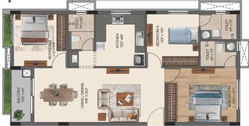 3 BHK Flat in Advik Arcadia in Thoraipakkam, Chennai - Image 907954