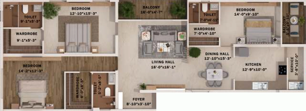 3 BHK Flat in Sanna Reddy Shreyas in Besant Nagar, Chennai - Image 907959