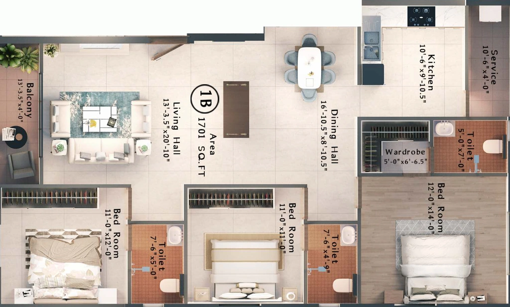 3 BHK Flat in Sanna Reddy Stellar in Besant Nagar, Chennai - Image 907961