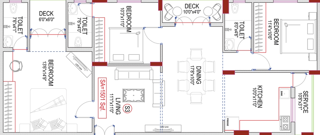 3 BHK Flat in Sanna Reddy Arcadia in Sholinganallur, Chennai - Image 907965