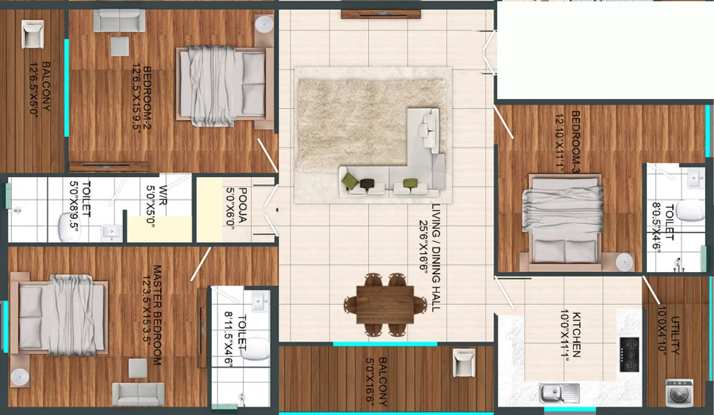 3 BHK Flat in Sanna Reddy Royale in Besant Nagar, Chennai - Image 907968