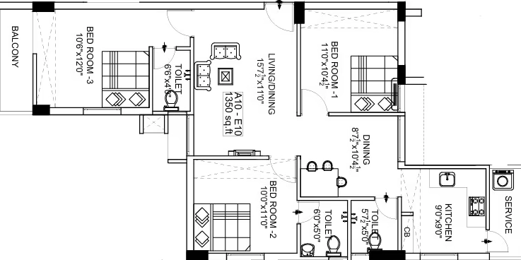 3 BHK Flat in Nest Eternia in Ottiambakkam, Chennai - Image 907978