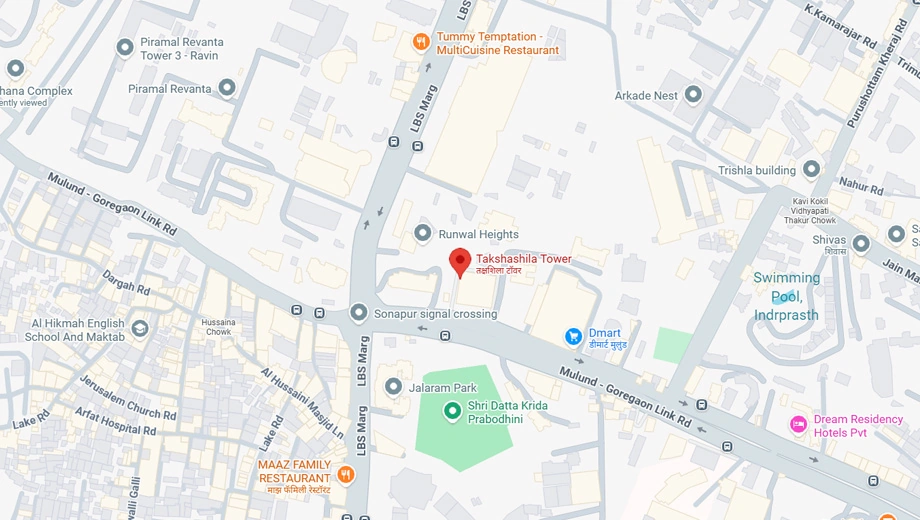 Location of KJ Takshashila Apartments in Mulund East, Mumbai - Image 381142