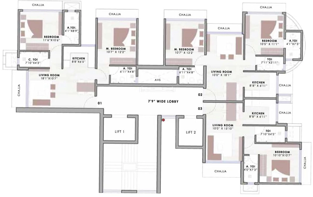 Floor Plan of Morarji Gala Avenue in Mulund West, Mumbai - Image 381871