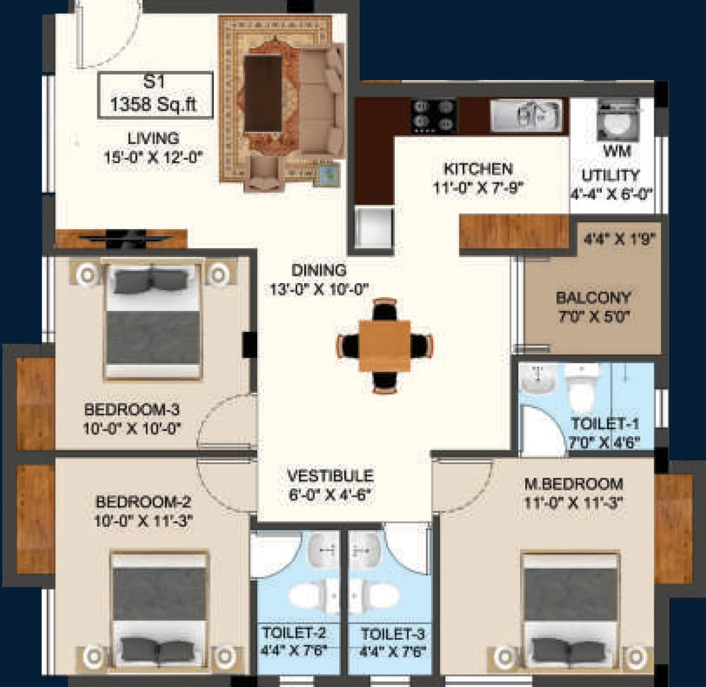 3 BHK Flat in Vikaan Sai Daksha in Medavakkam, Chennai - Image 908204