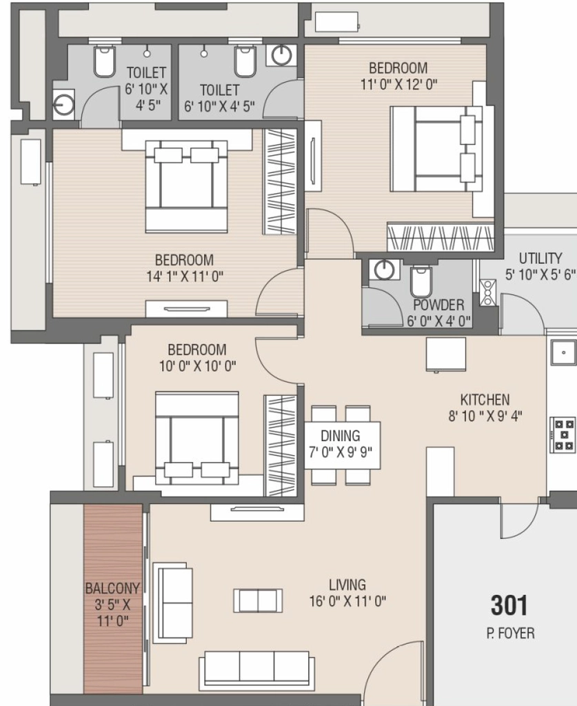 3 BHK Flat in Shaligram Prestige in Shela, Ahmedabad - Image 908197