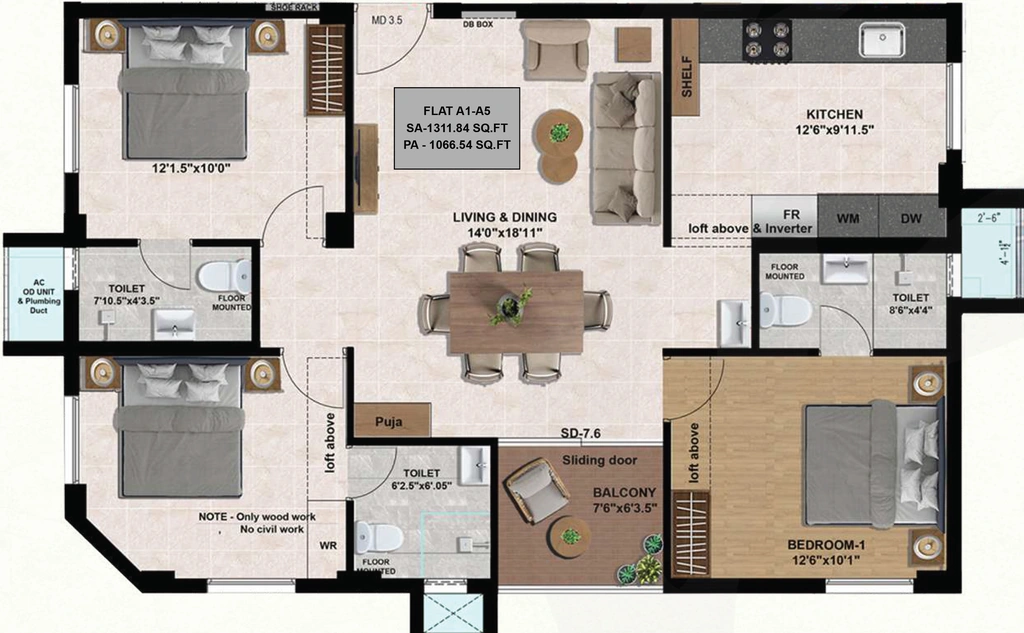 3 BHK Flat in JKB Silicon Vista in Madhanandapuram, Chennai - Image 908057