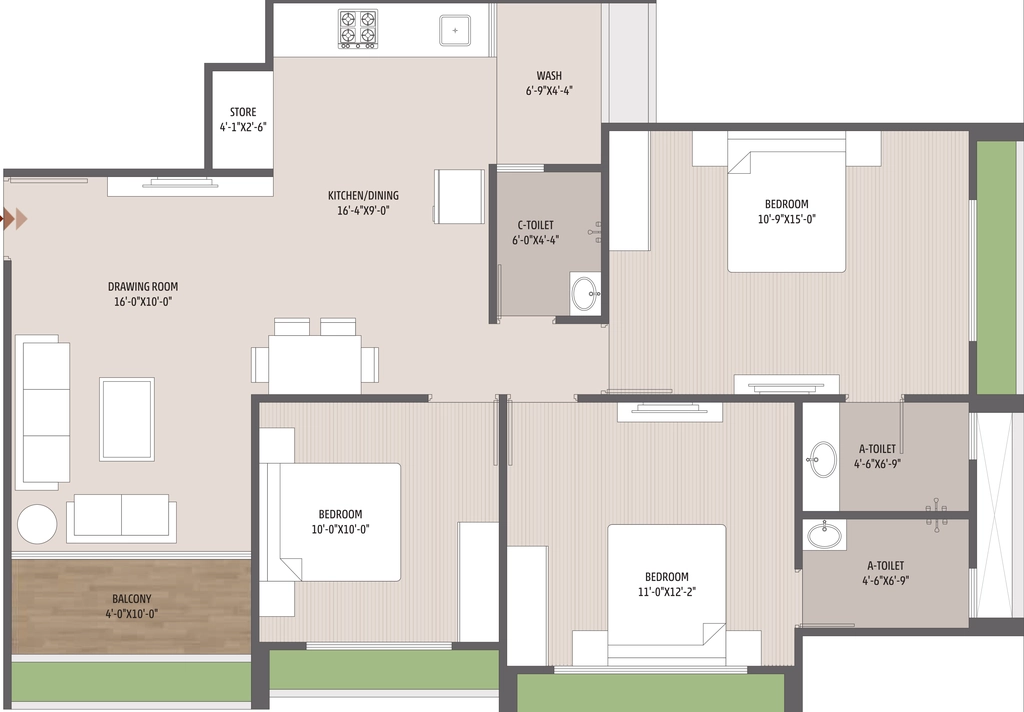 3 BHK Flat in Sanvicasa Saharsh in South Bopal, Ahmedabad - Image 908192