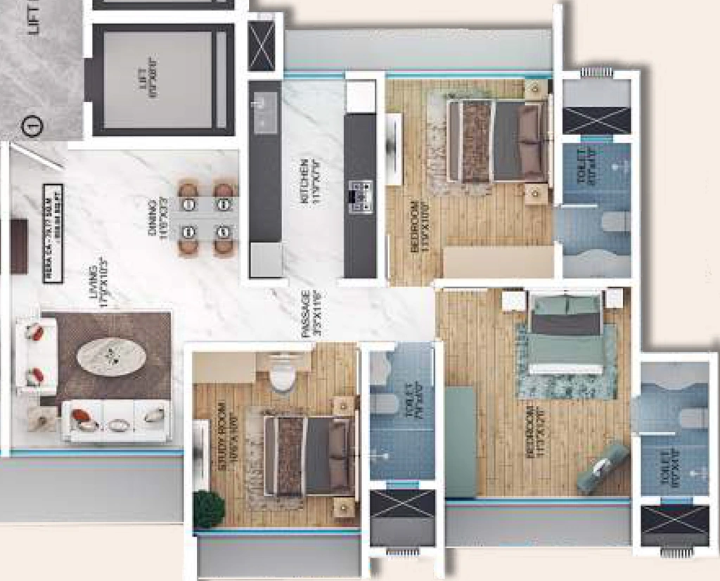 3 BHK Flat in Goodwill Abundance in Mulund East, Mumbai - Image 916779