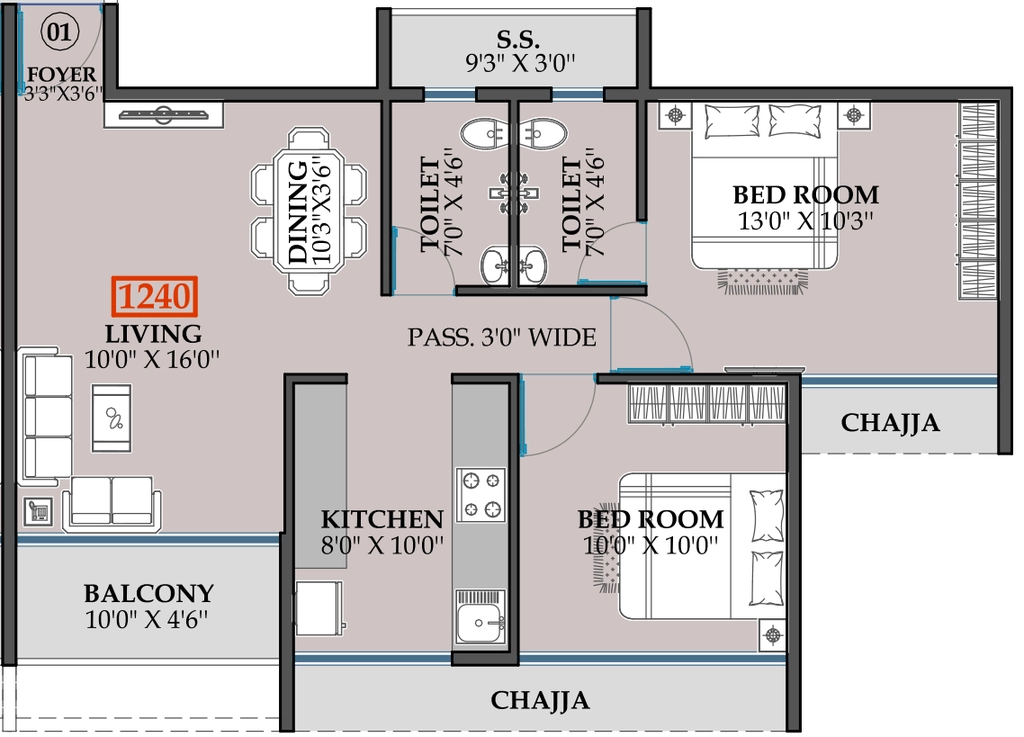 2 BHK Flat in Ravechi Pyramid 24 in Airoli, Navi Mumbai - Image 908186