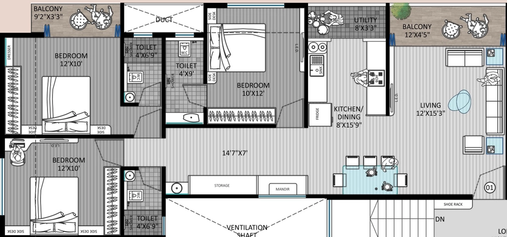 3 BHK Flat in Keystone Vasant Vihar in Gangapur Road, Nashik - Image 908176