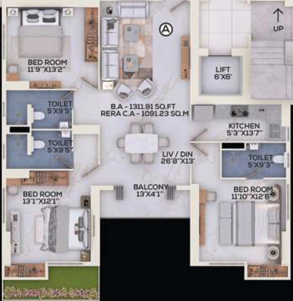 3 BHK Flat in ATK The Burj in Topsia, Kolkata - Image 908727