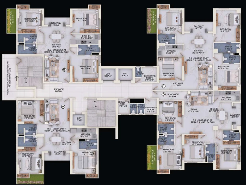 Floor Plan of ATK The Burj in Topsia, Kolkata - Image 381613