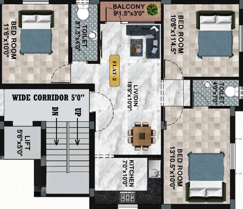 3 BHK Flat in Linga Vinayaka in Choolaimedu, Chennai - Image 908058